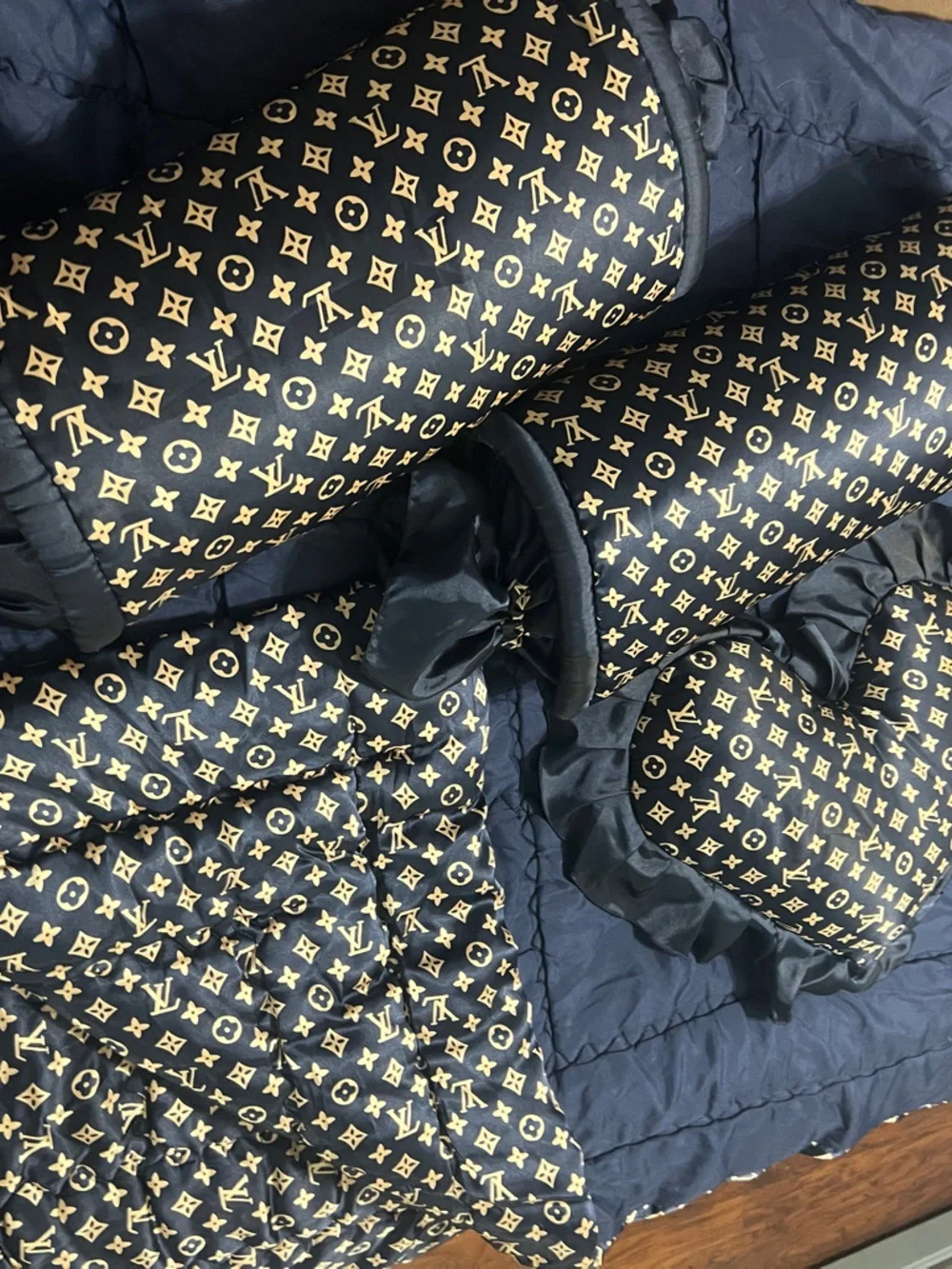 Navy blue & Gold Printed Comforter Set - Designer-Inspired Bedding